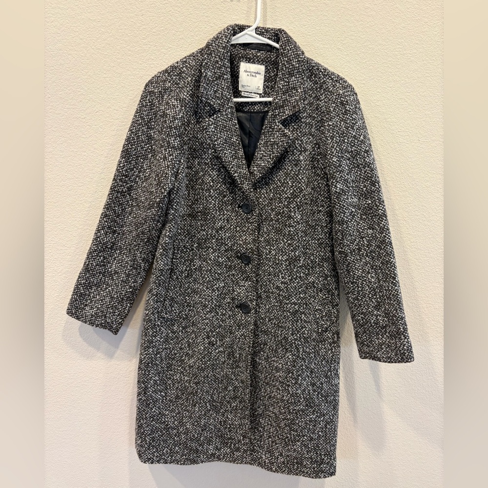 NWOT - Abercrombie & Fitch Tweed Single-Breasted Pea Coat - Grey - SP